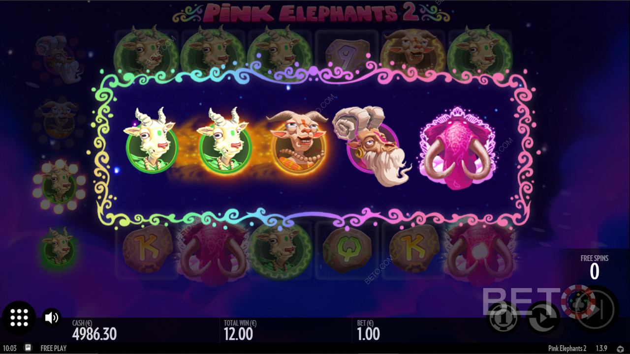 Coola symboler som uppgraderar bonusen i Pink Elephants 2