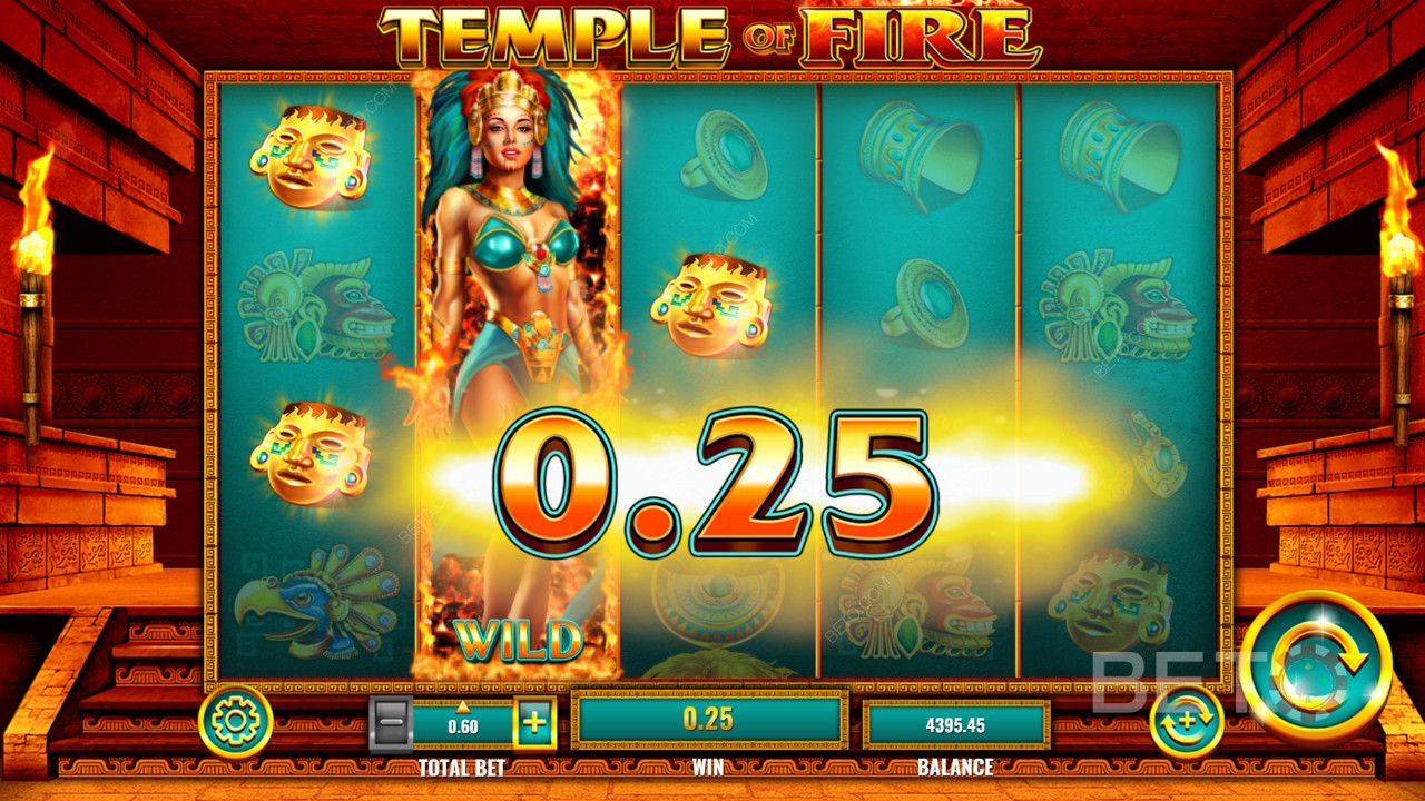 Goddess Chantico gör det lättare att få vinster i spelautomaten Temple of Fire