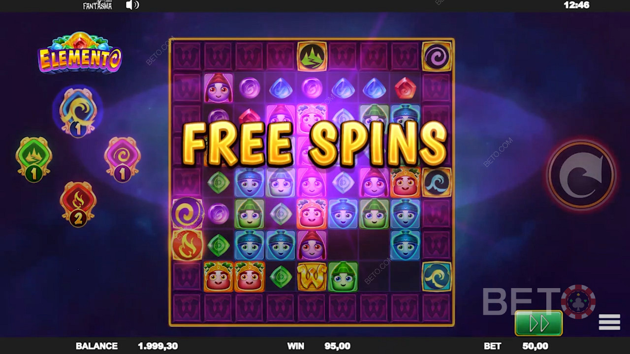 Njut av en vinstmultiplikator i Free Spins i Elemento spelautomat
