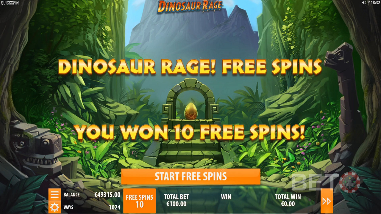 Vinnande free spins i Dinosaur Rage