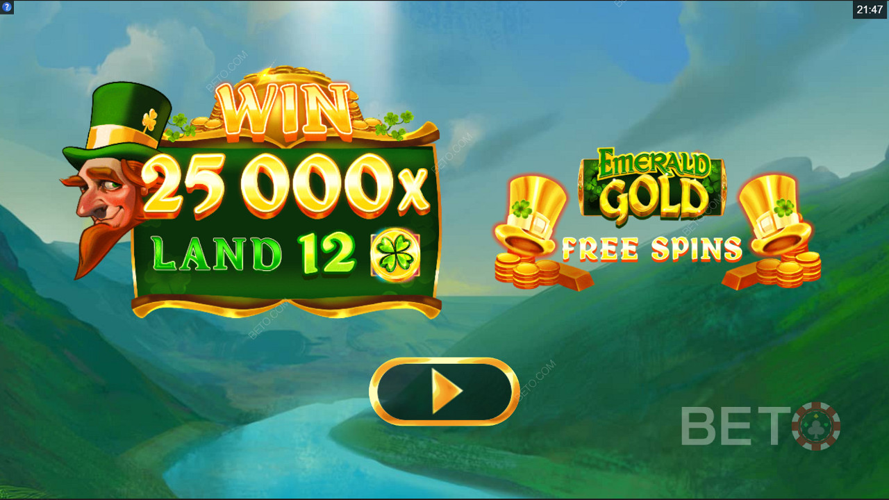 Vinn 25 000x din insats i spelautomaten Emerald Gold.