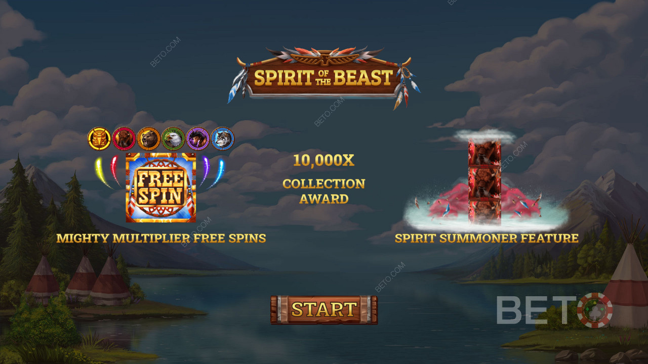 Introskärm för spelautomaten Spirit of the Beast