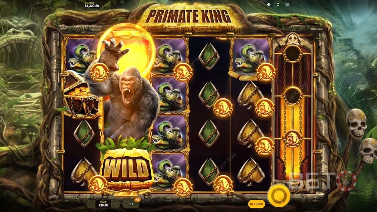 Primate King från Red Tiger Gaming har många fantastiska bonusfunktioner.