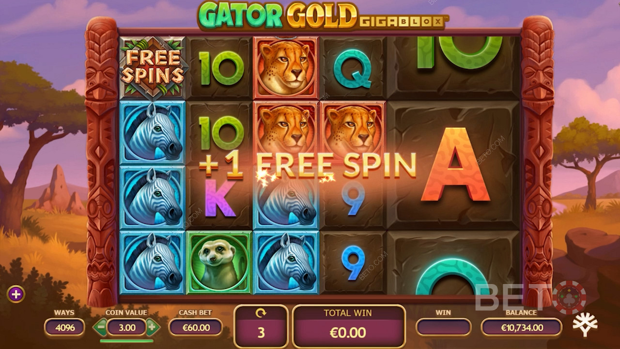 Vinn free spins i Gator Gold Gigablox