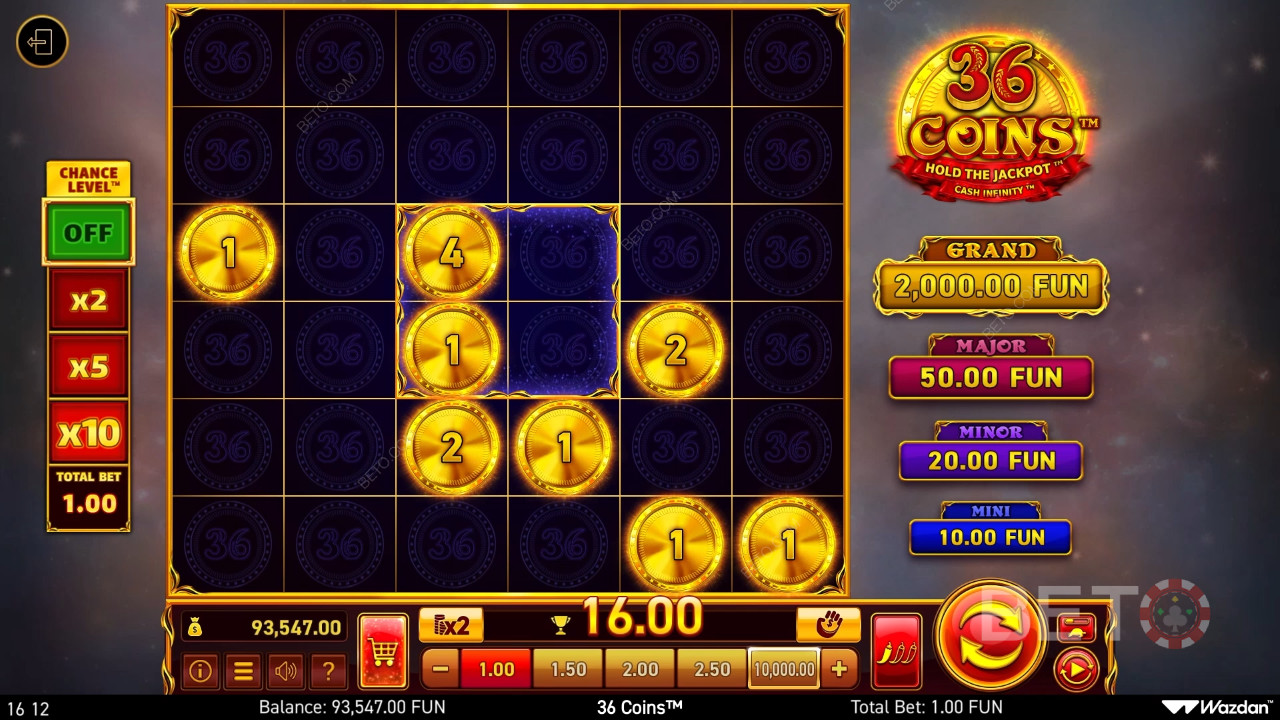 Bonusfunktioner förklarade i 36 Coins by Wazdan