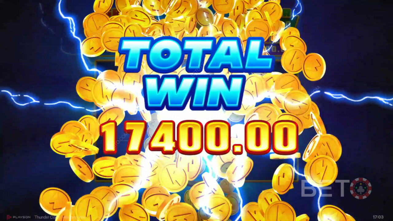 Vinn 5 150 gånger din insats i Thunder Coins Online Slot!