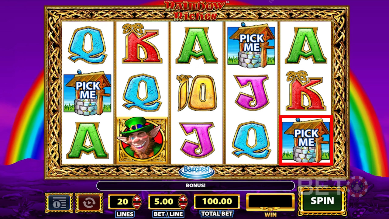 Symbolerna i Rainbow Riches spelautomat.