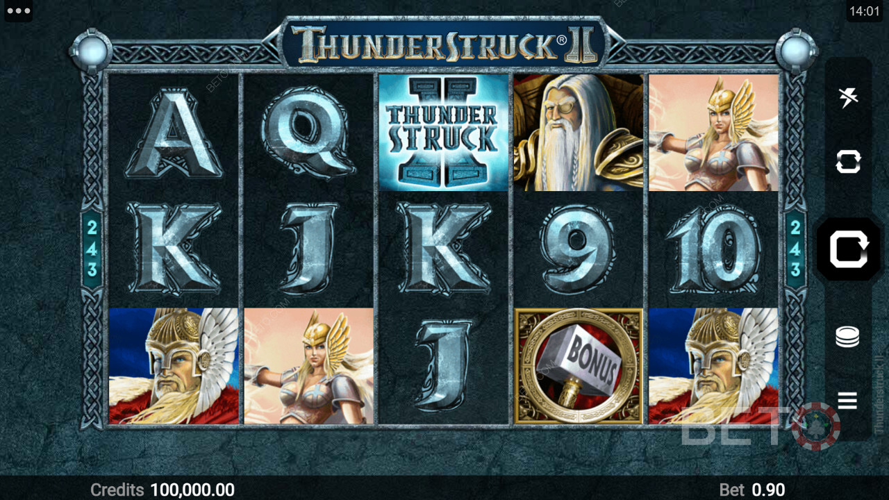Olika temabaserade symboler i Thunderstruck II