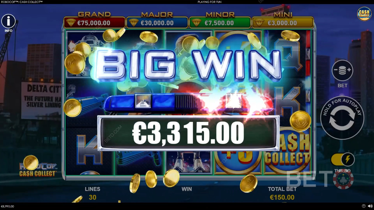 Vinn 1,878 gånger din insats i RoboCop: Cash Collect Slot!