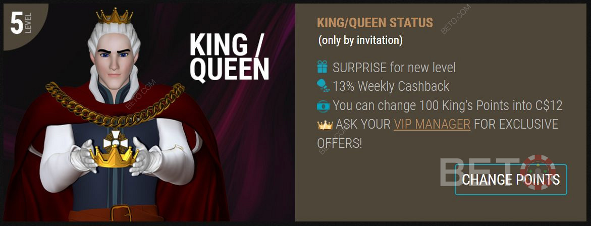 Få status som KIng/Queen och få exklusiva belöningar