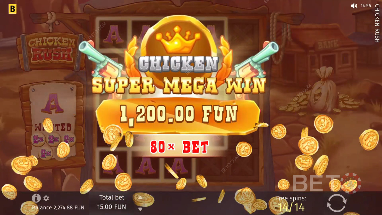 Vinn 5 000 gånger din insats i Chicken Rush Video Slot!