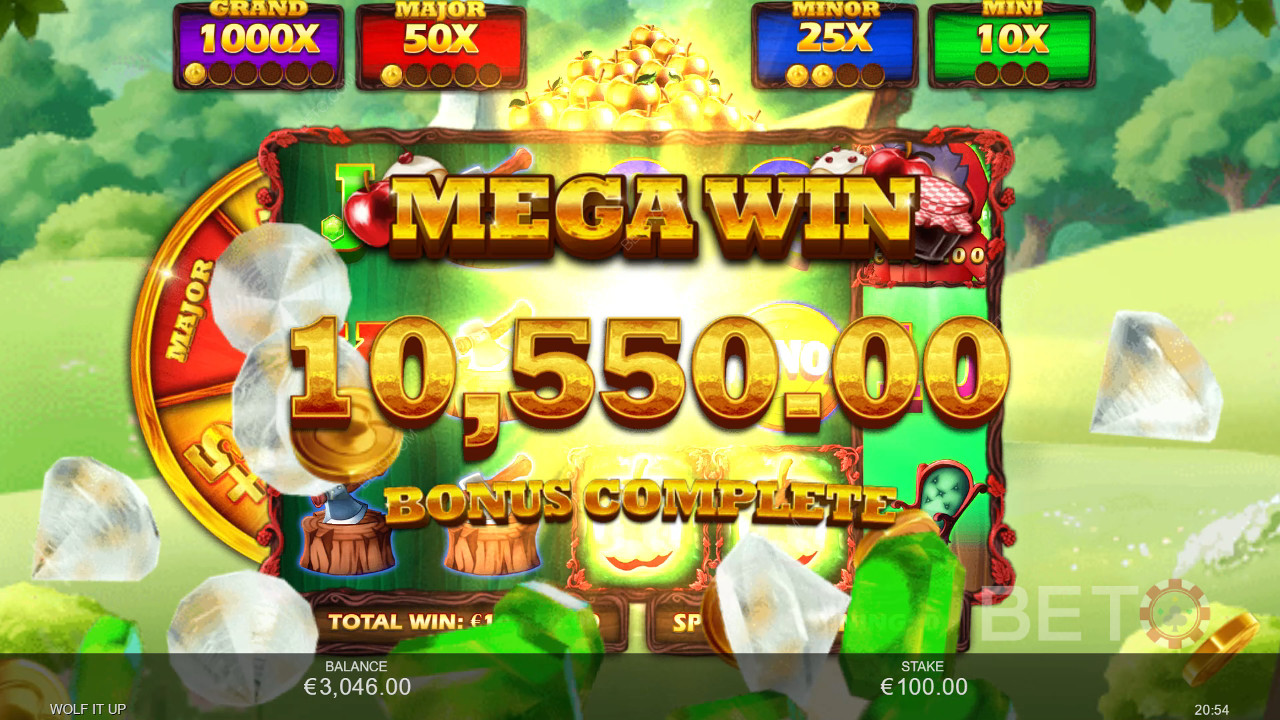 Vinn 5 000 gånger din insats i spelautomaten Wolf It Up!
