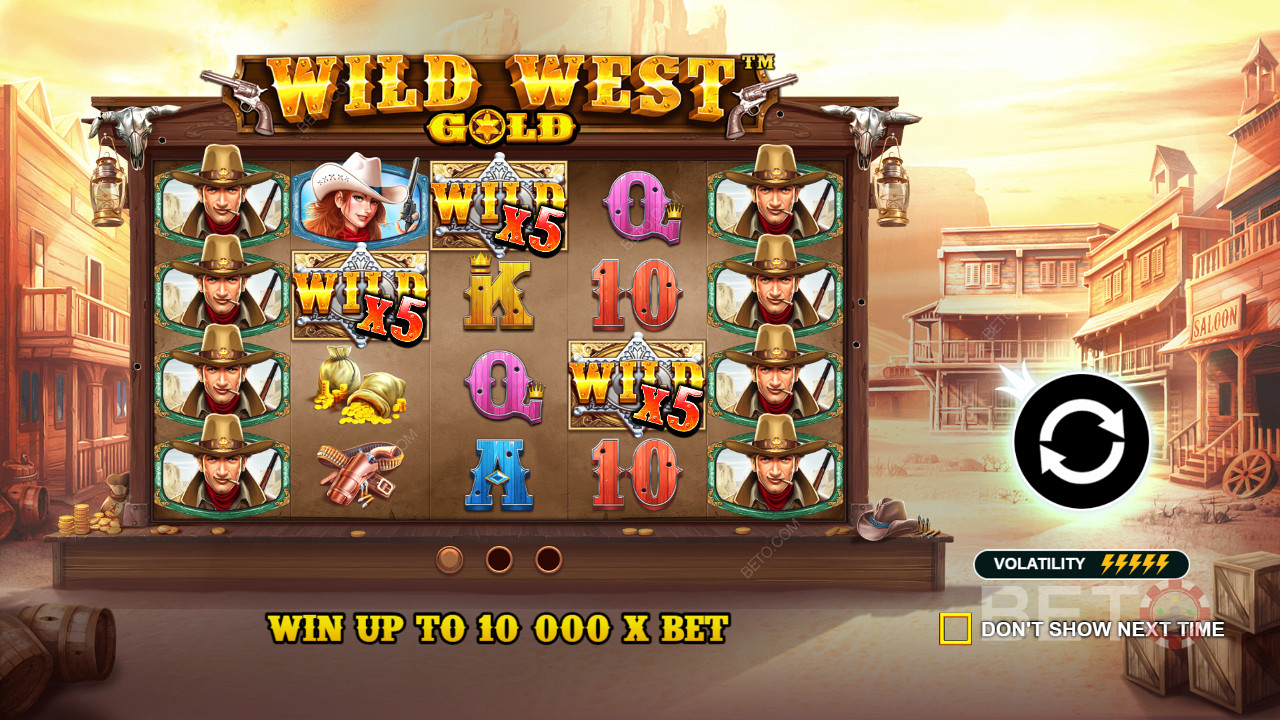 Belönande Wild-symboler hjälper dig att få en utbetalning i Wild West Gold.