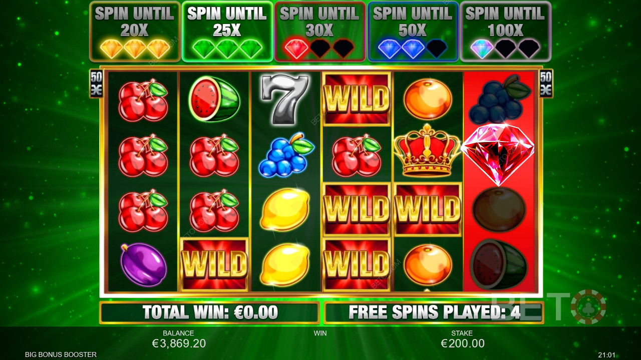 Vinn 833 gånger din insats i Big Bonus Booster-spelautomaten!