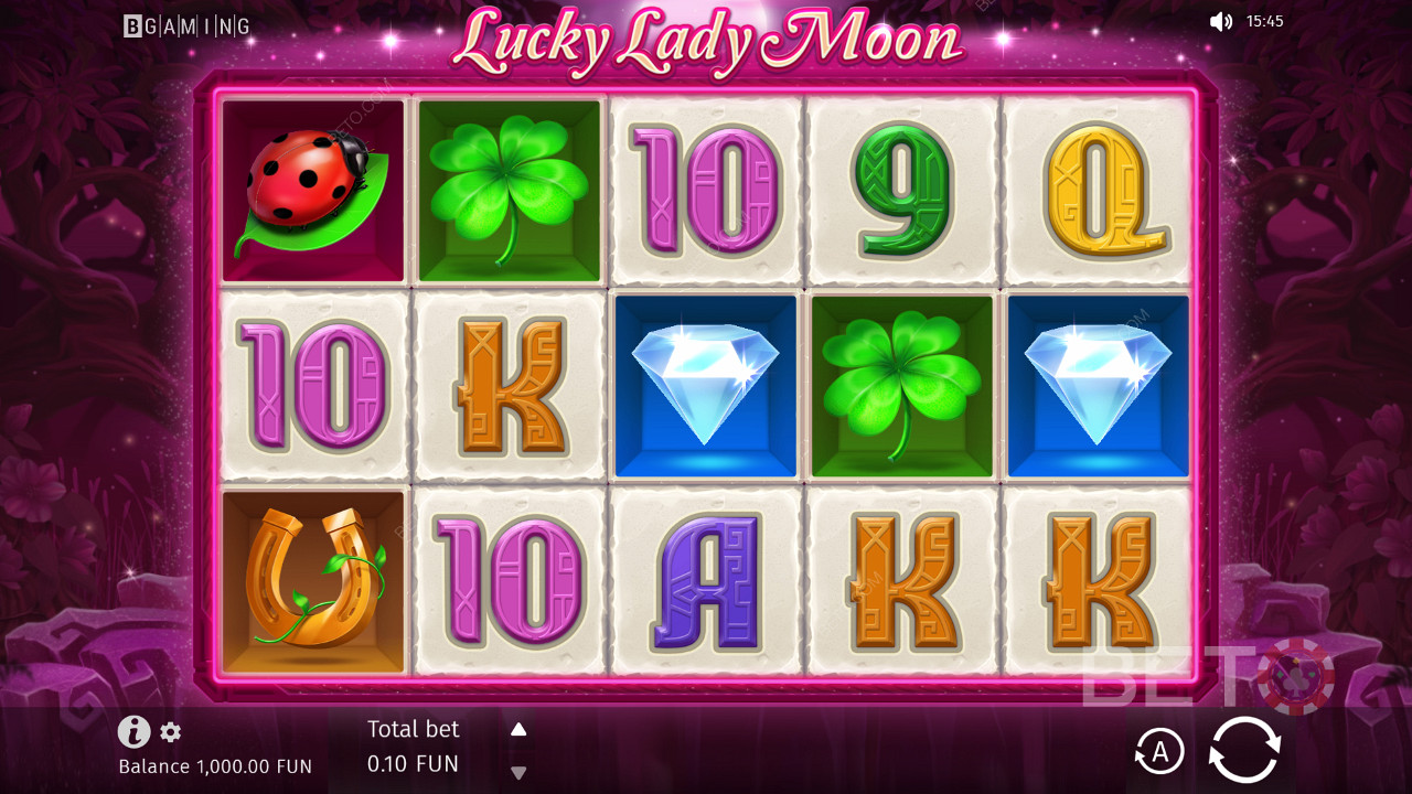 Lucky Lady Moon slot är baserad på ett fantasy-tema och har 10 fasta vinstlinjer på ett 5x3 rutnät.