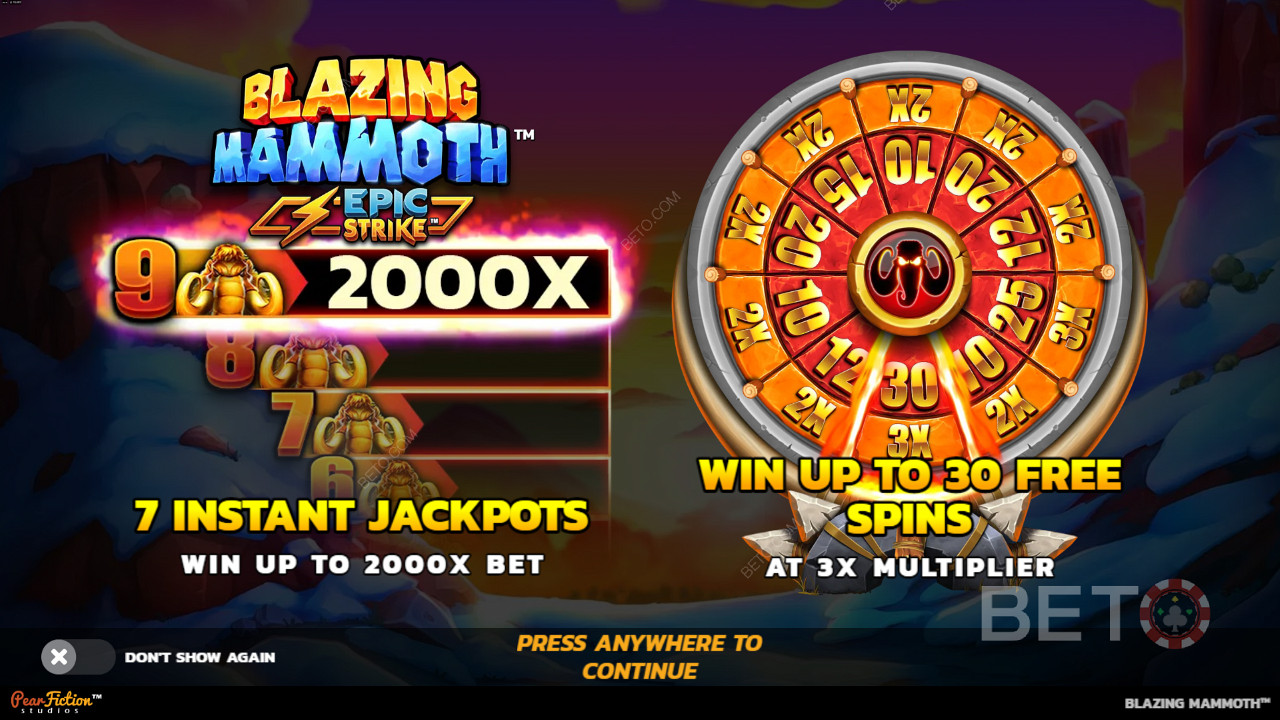 Vinn upp till 2 000x din insats i spelautomaten Blazing Mammoth.