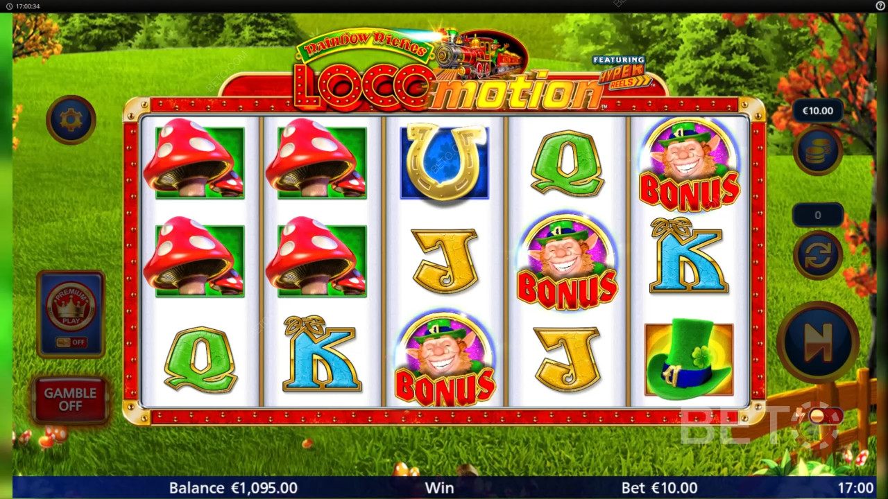 Bonusfunktioner förklaras på Rainbow Riches Locomotion by Light and Wonder