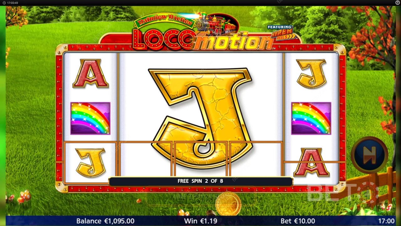 Vinn 1 037 gånger din insats i Rainbow Riches Locomotion Online Slot!