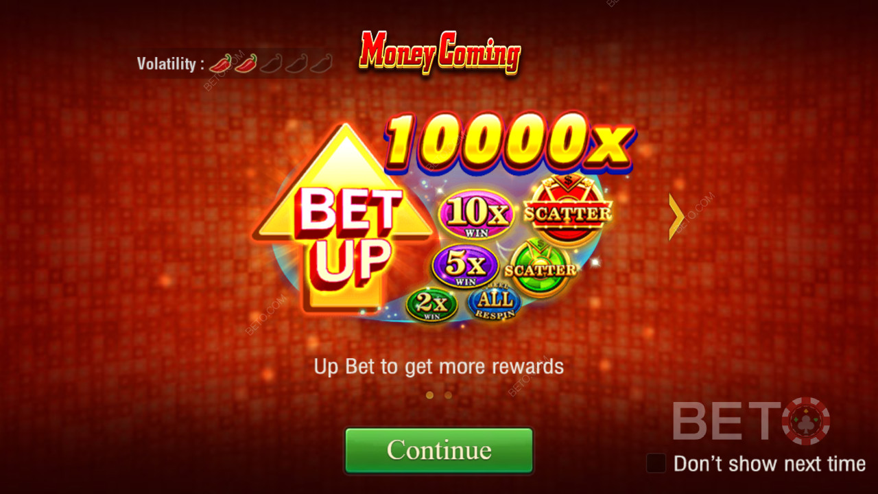 Vinn 10 000 gånger din insats i Money Coming Video Slot!
