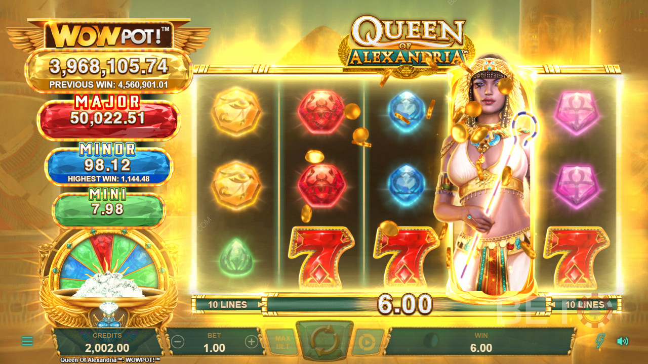 Queen of Alexandria WowPot från Neon Valley Studios är en häftig fantasy-slot.