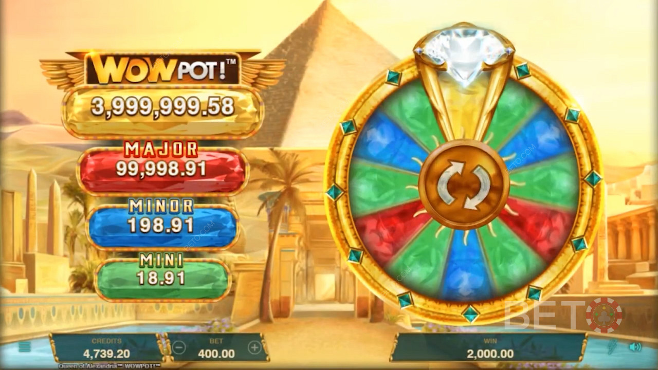 Snurra din lycka i Jackpot-hjulet för att ha en chans att vinna WowPot Jackpot.