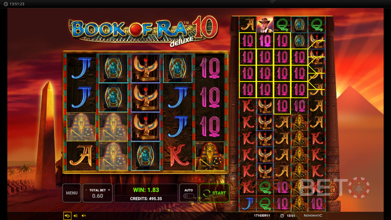 Vinn 1,143 gånger din insats i Book Of Ra Deluxe 10 Slot!