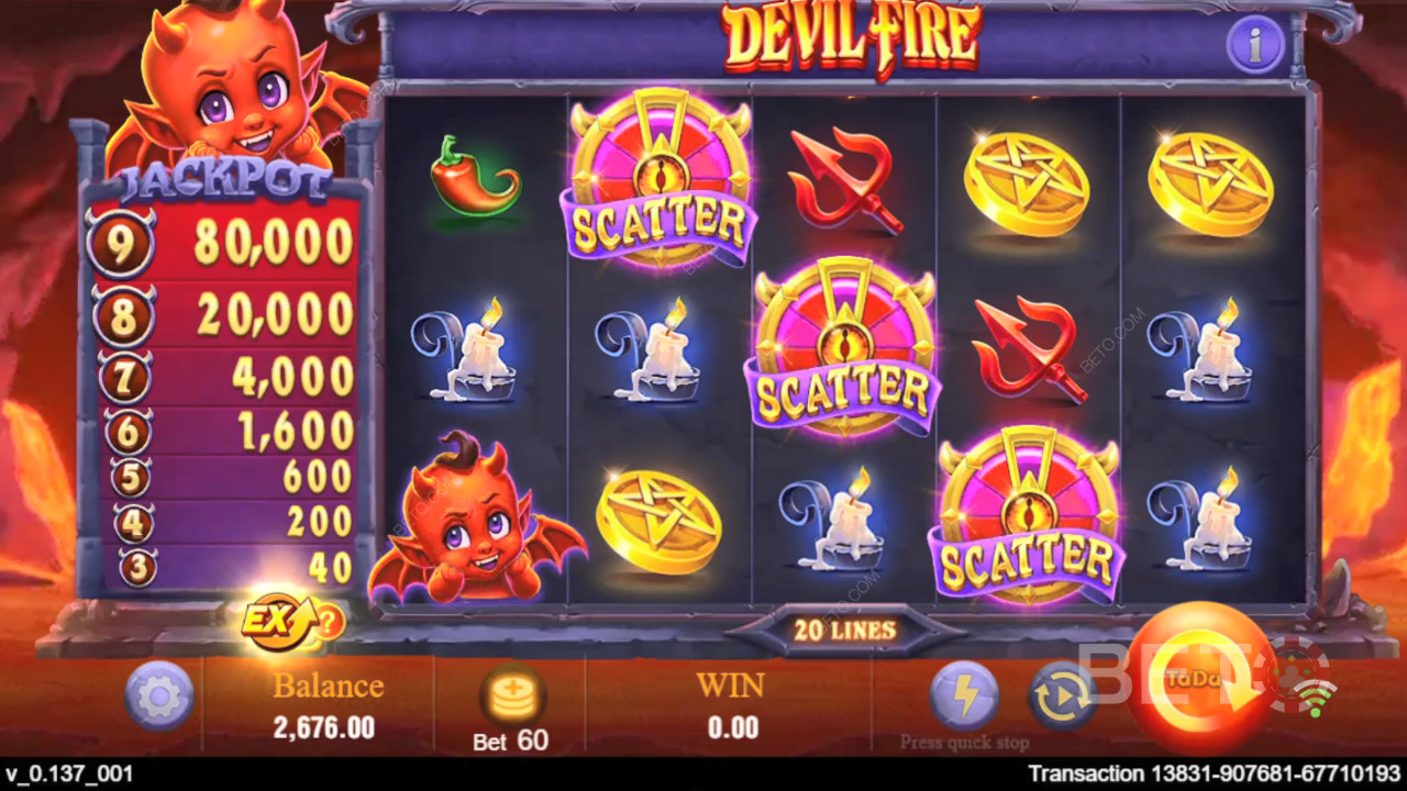 Bonusfunktioner förklaras i Devil Fire av TaDa Gaming