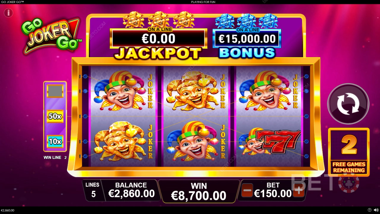 Vinn 1 000 gånger din insats i Go Joker Go-spelautomaten!