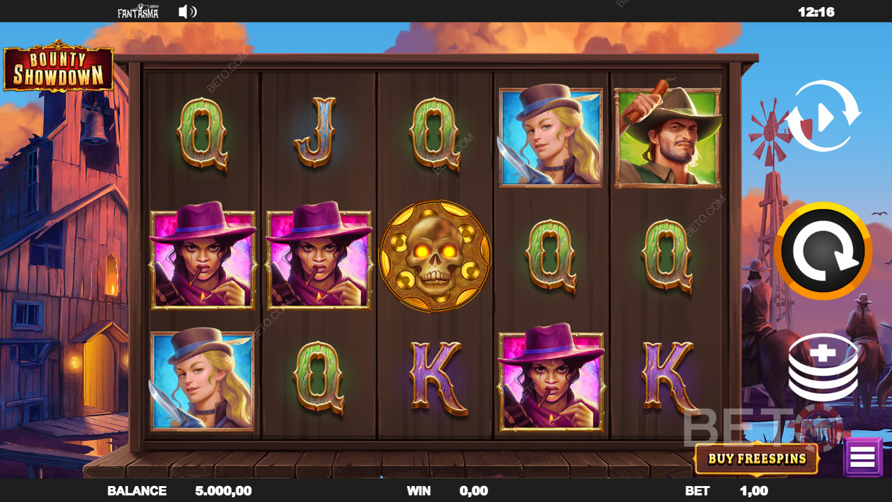 Spela Bounty Showdown och upplev symboler med cowboy-tema