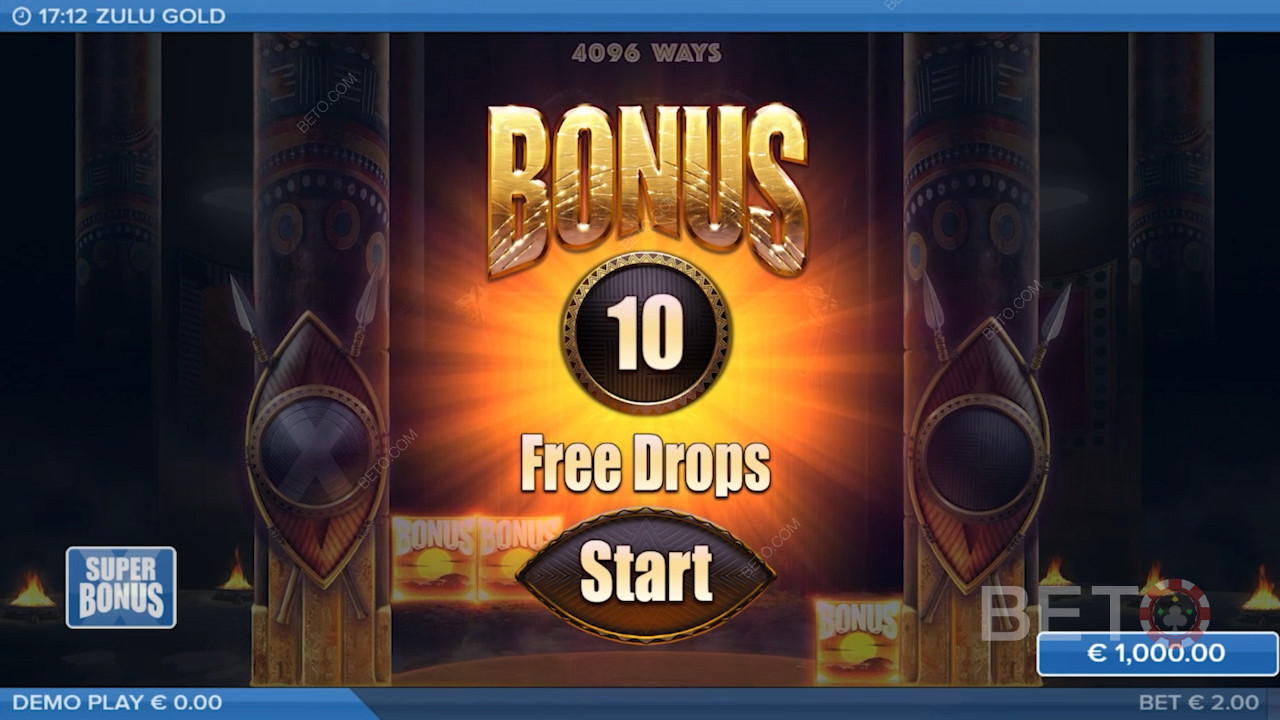 Multiplier Free Drops-funktionen ger spelarna 10-25 free spins i den här spelautomaten.