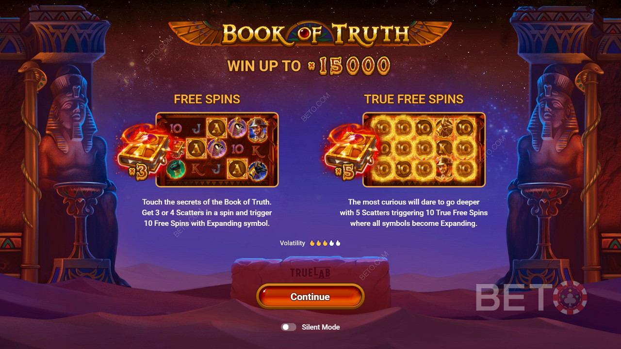 Free Spins och True Spins i spelautomaten Book of Truth