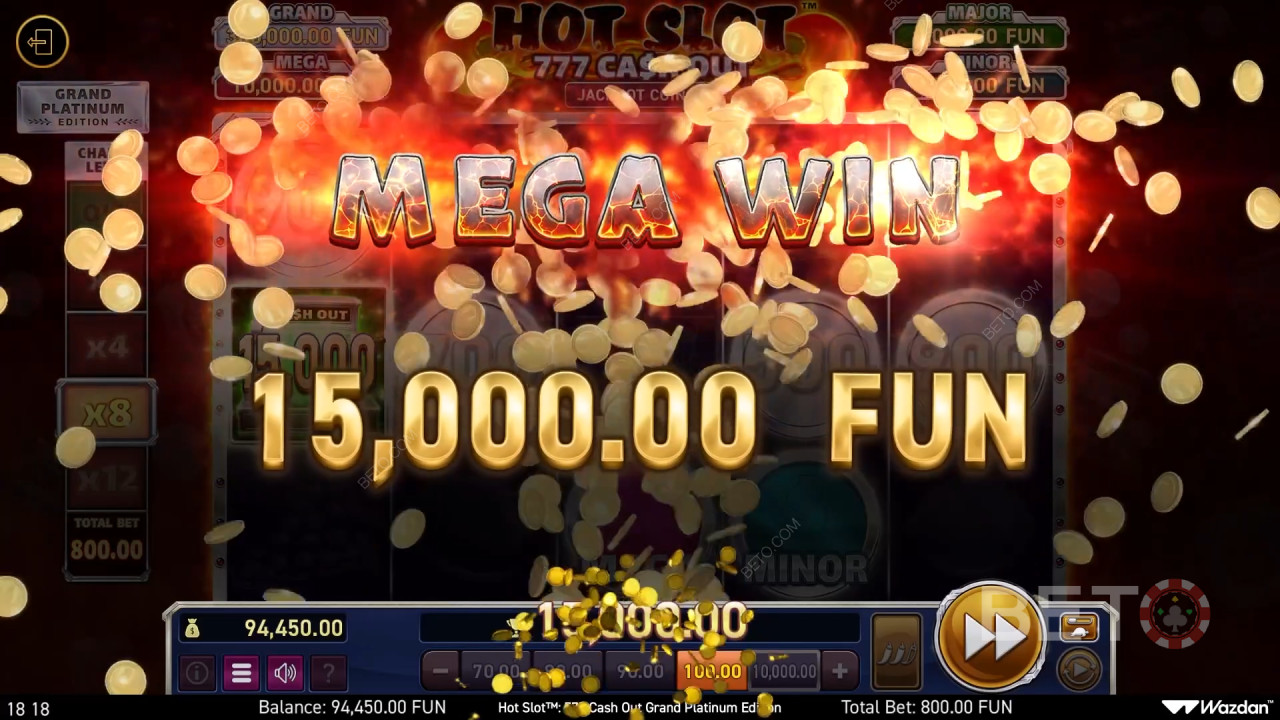 Vinn 3 000 gånger din insats i den heta spelautomaten: 777 Cash Out Grand Platinum Edition Slot Online!