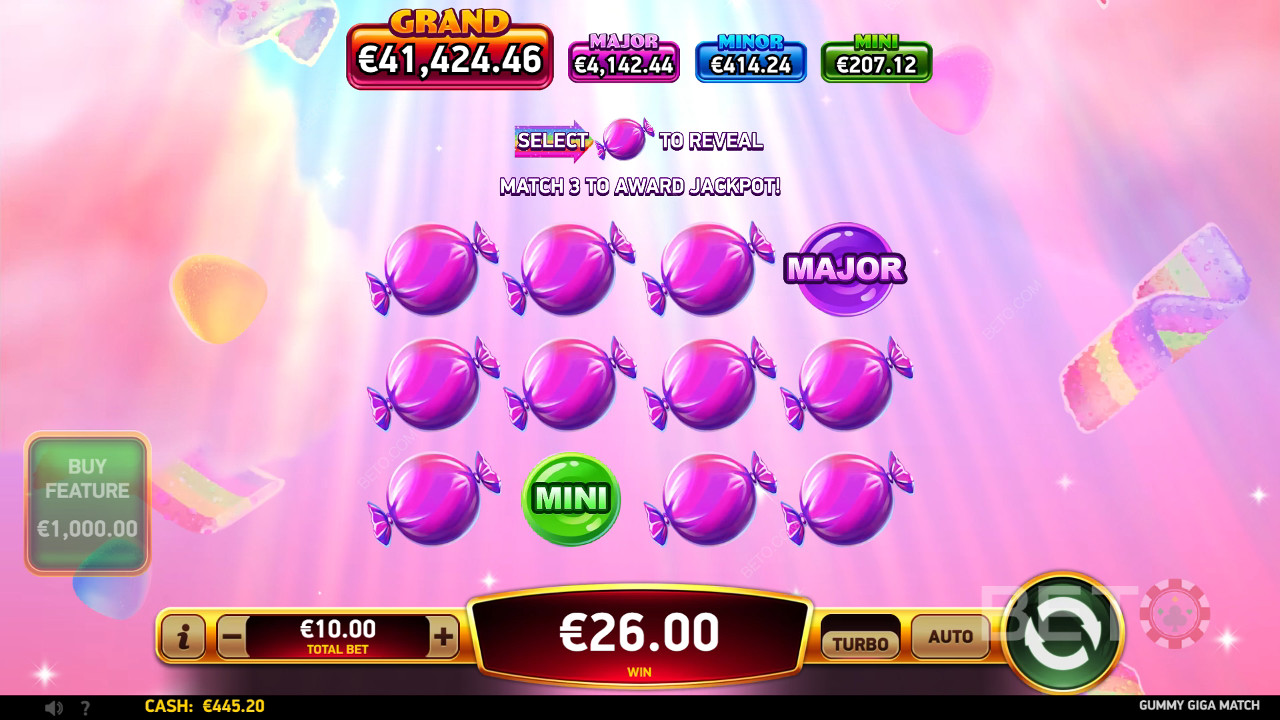Vinn 18,997 gånger din insats i Gummy Giga Match Slot Online!