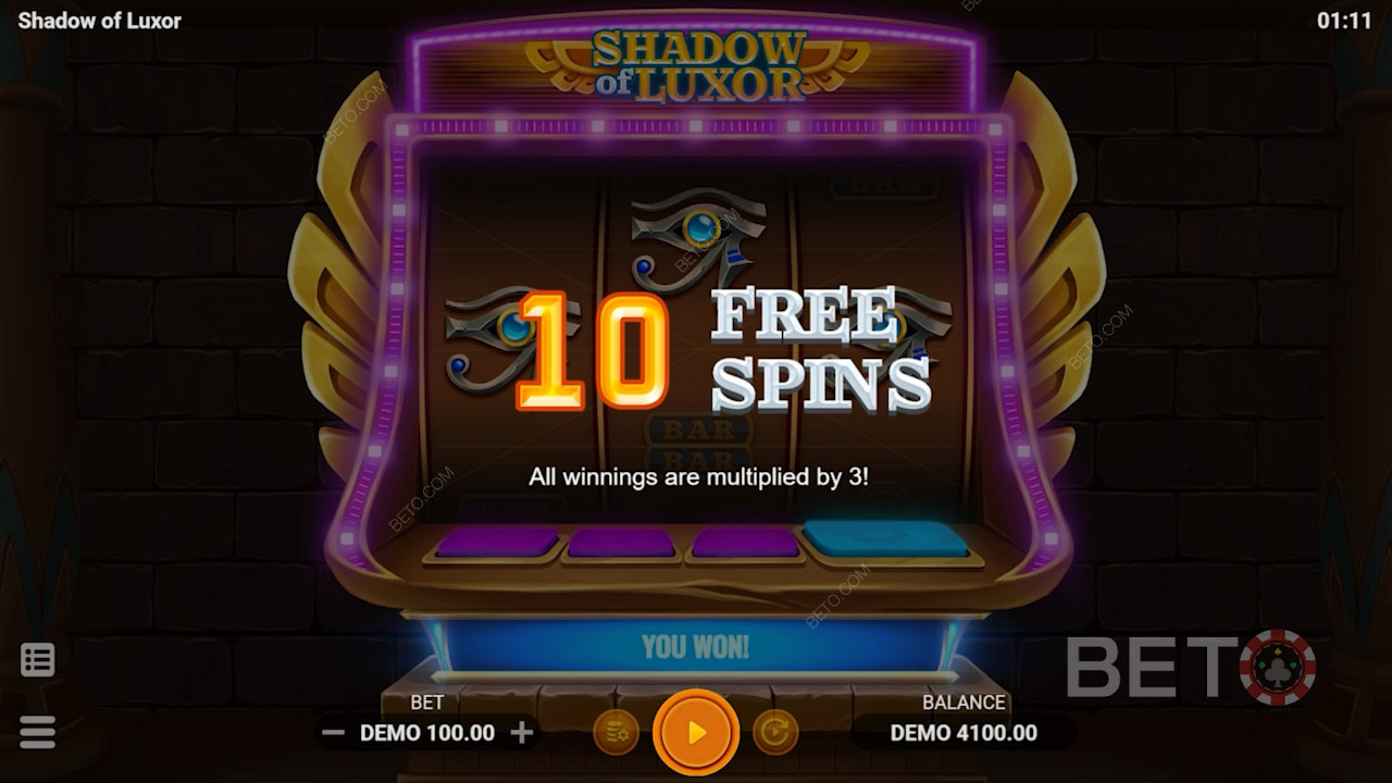 Belönande free spins i den klassiska spelautomaten Shadow of Luxor