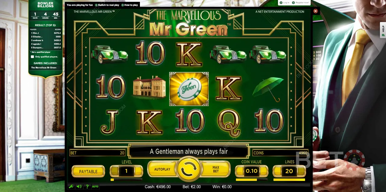 Det bästa stället för att spela slots online är på Mr Greens spelwebbplats.