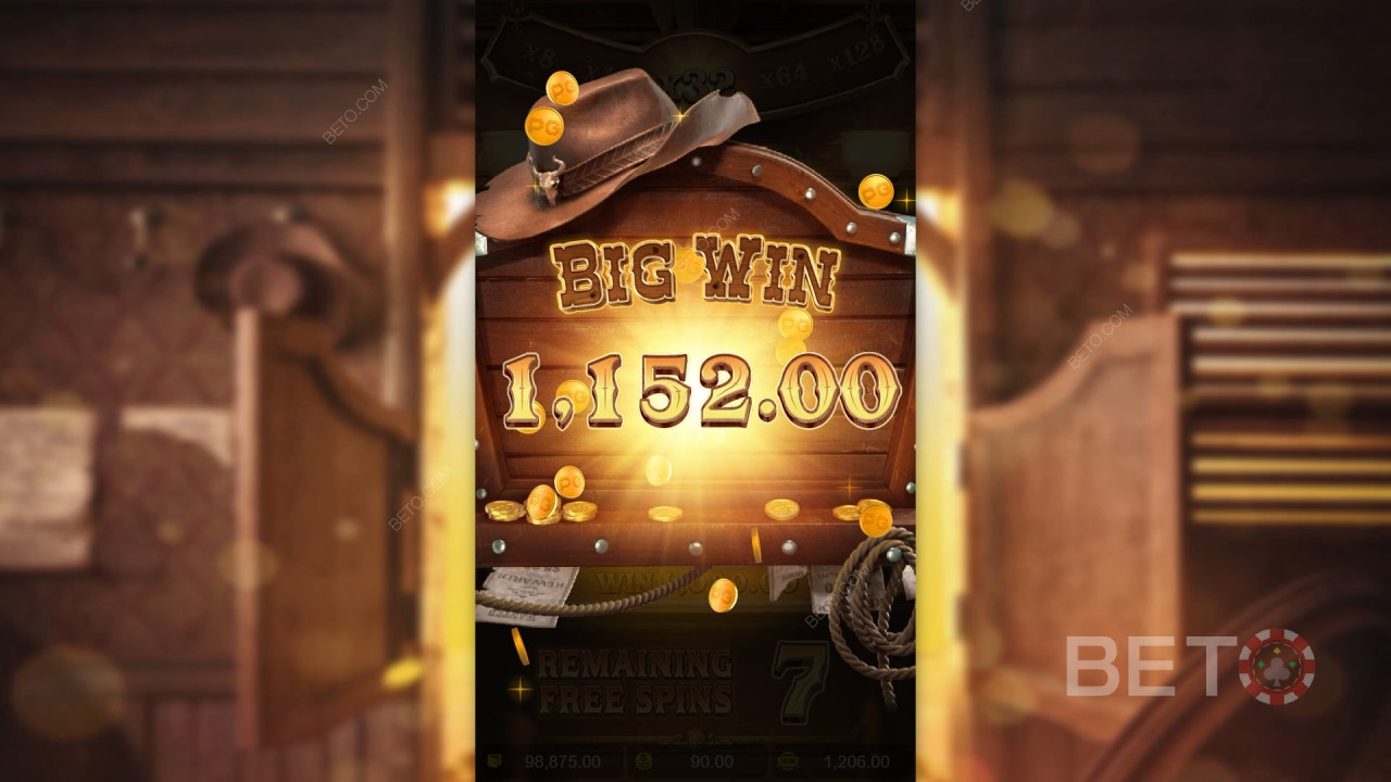 Vinn 5 000 gånger din insats i Wild Bounty Showdown spelautomat online!