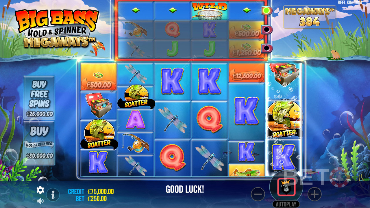 Vinn 20 000 gånger din insats i Big Bass Hold och Spinner Megaways-spelautomaten!