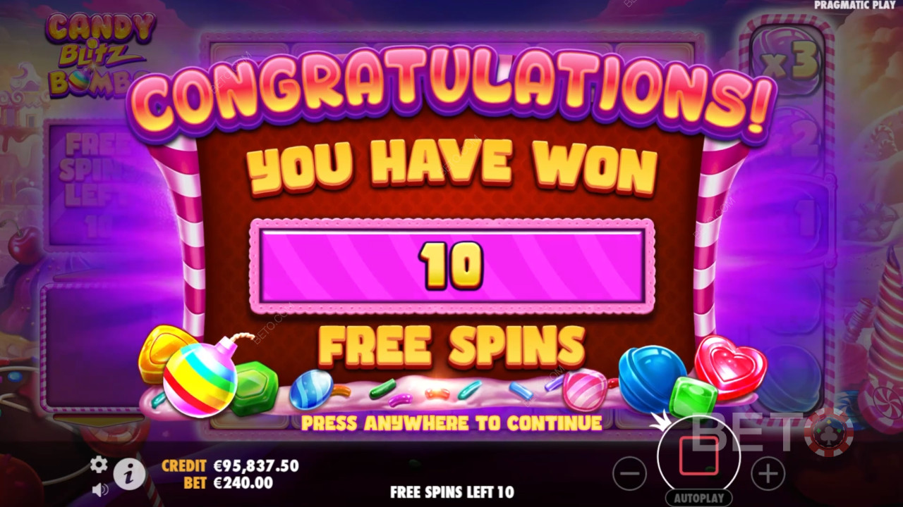Vinn 5 000 gånger din insats i Candy Blitz Bombs Video Slot!