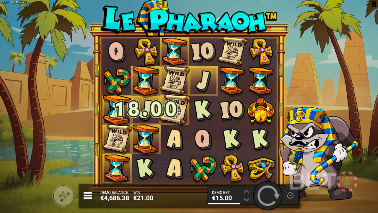 Bonusfunktioner förklaras i Le Pharaoh av Hacksaw Gaming