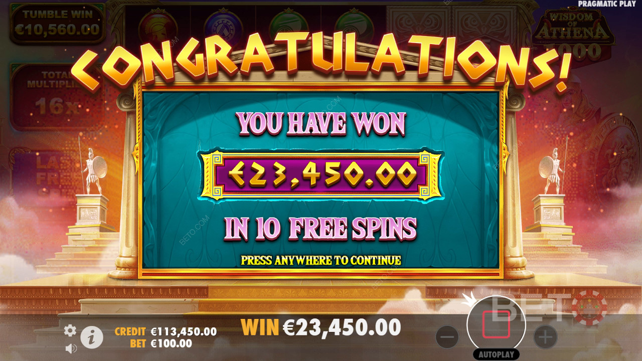 Vinn 10 000 gånger din insats i Wisdom of Athena 1000 Slot!