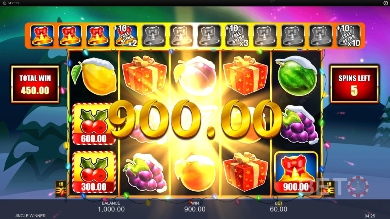 Vinn 3 333 gånger din insats i Jingle Winner Slot!