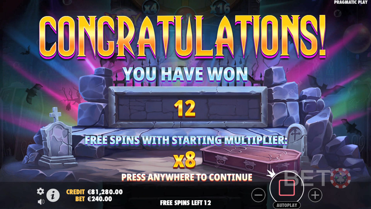 Vinn 5 000 gånger din insats i Vampy Party Slot Online!