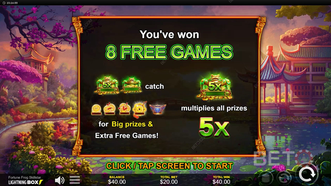 Vinn stort med spelautomaten Fortune Frog Skillstar - Maximal vinst på 4 672x värdet av din insats.