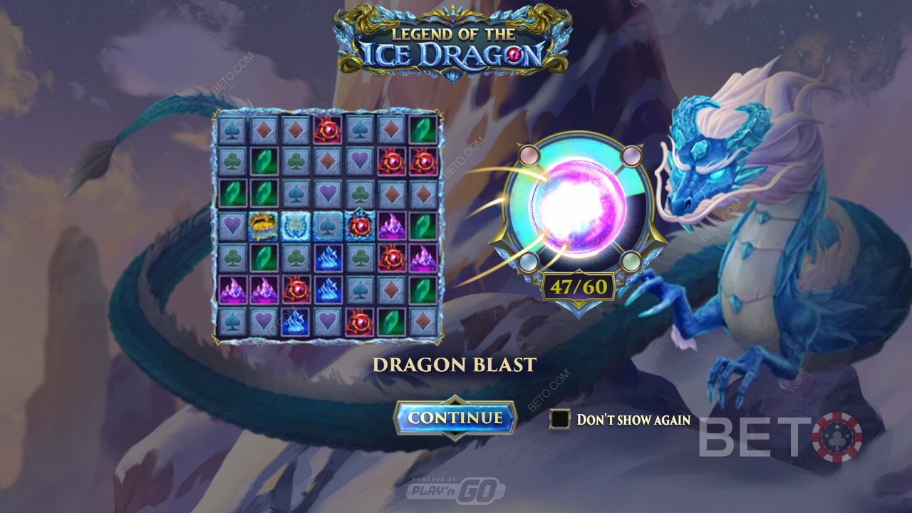 Utlös flera kraftfulla funktioner som Dragon Blast i slotspelet Legend of the Ice Dragon.
