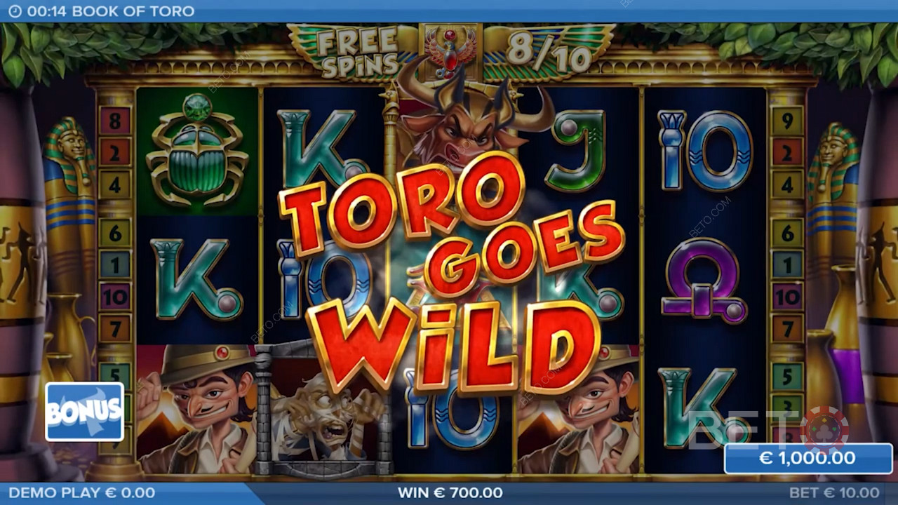 Njut av den klassiska Toro Goes Wild-funktionen som du ser i andra Toro-slots.