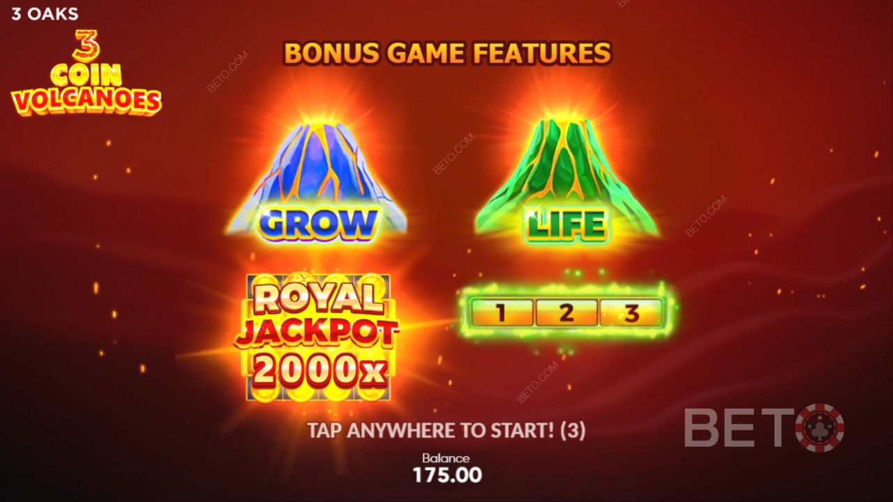 Bonusfunktioner förklaras i 3 Coin Volcanoes av 3 Oaks Gaming
