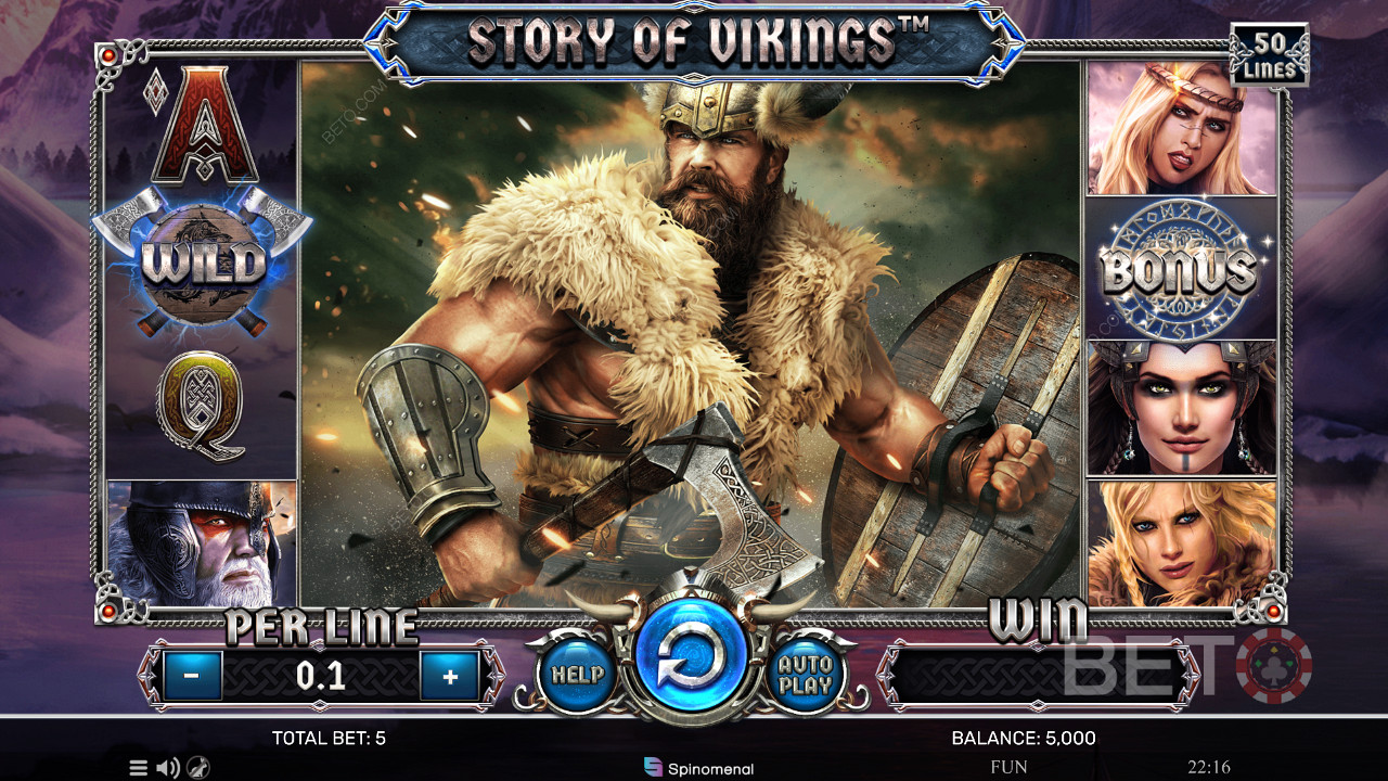 Upplev nordisk ära och vinn kontantpriser i online-slotspelet Story of Vikings.