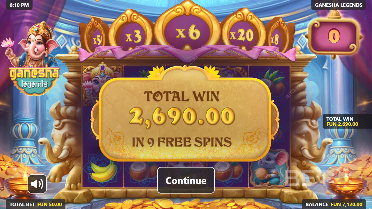 Vinn 5 000 gånger din insats i spelautomaten Ganesha Legends!