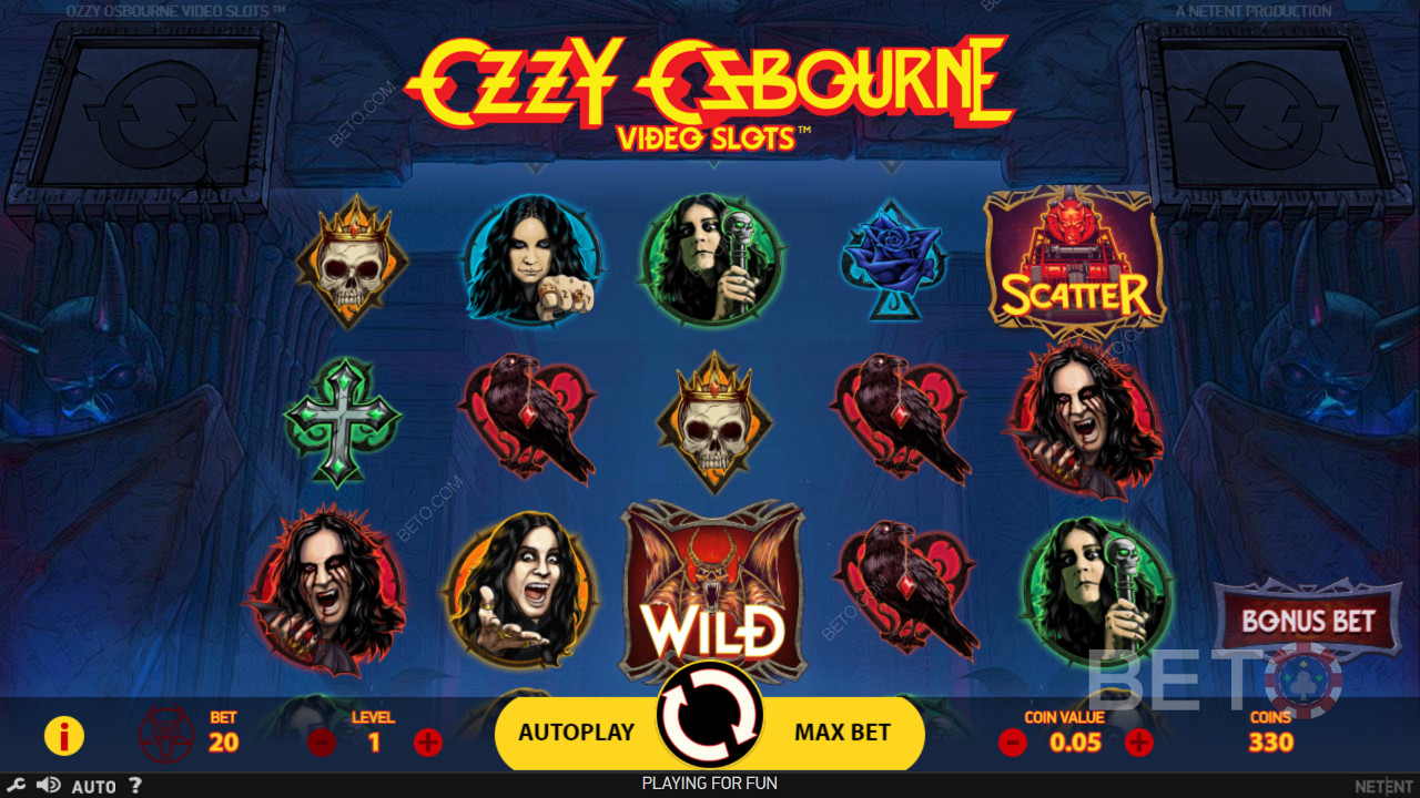 Njut av ett tema som fokuserar på den berömda Ozzy i Ozzy Osbourne online slot.
