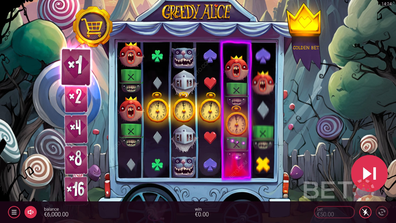 Vinn 20 000 gånger din insats i Greedy Alice Video Slot!